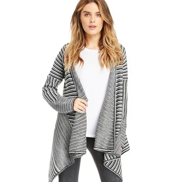 BB DAKOTA x REVOLVE Mayer Chevron Striped Cable Knit Open Front Cardigan Large - Picture 3 of 8